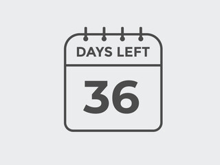 36 days to go countdown template. 36 day Countdown left days banner design. 36 Days left countdown timer
