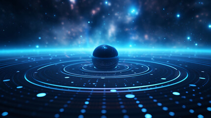 Obraz premium Big data technology background network creative picture, abstract planet particle PPT poster main visual background