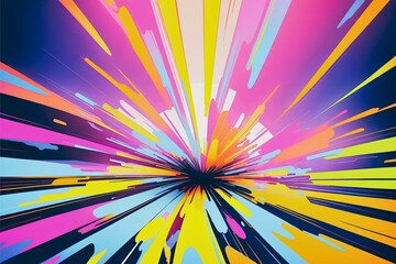 荒々しいタッチのサンバースト。カラフルな効果線、集中線