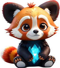 Adorable red panda cub sitting on its haunches. 