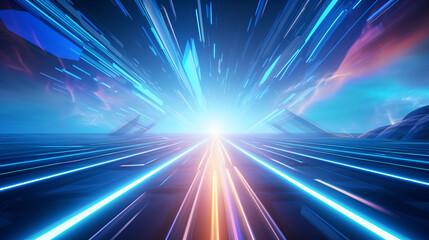 Obraz premium Abstract tech blue KV main visual business background with glowing blue button illustration