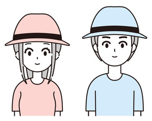 帽子をかぶったTシャツを着た人物イラスト1