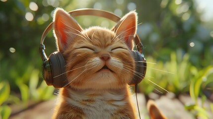 kitty listening music