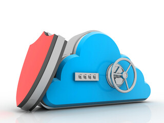 3d illustration Cloud with shield