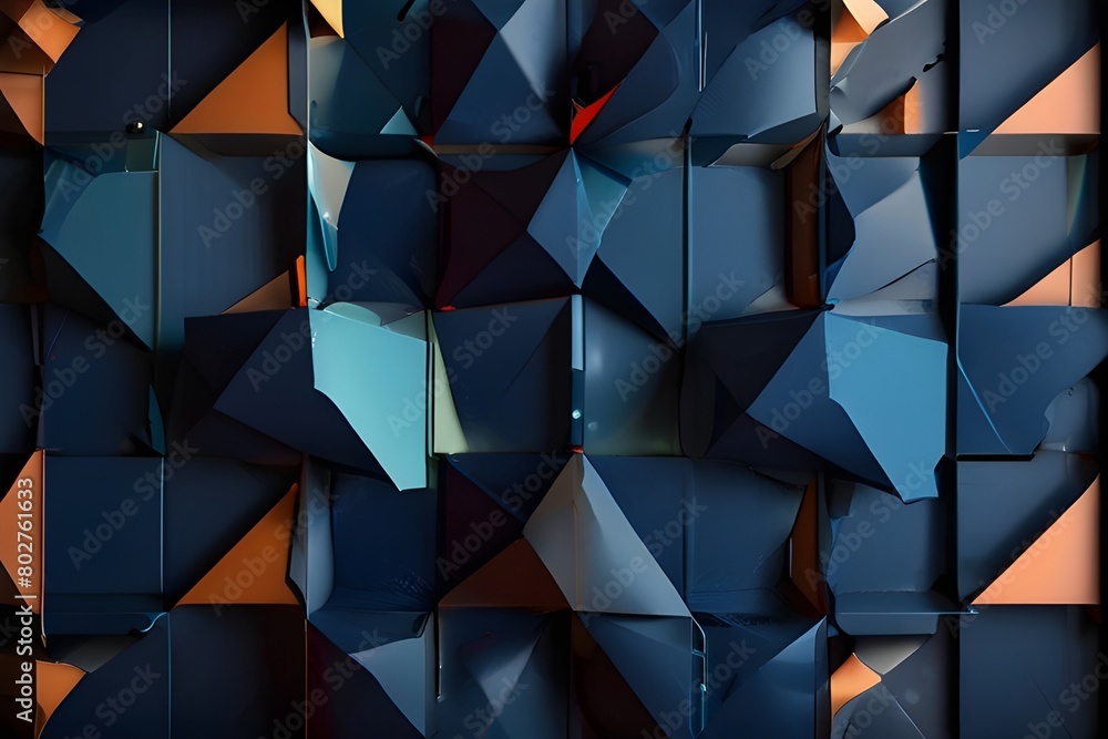 Poster abstract background design, composition with blue geometric shapes generative ai