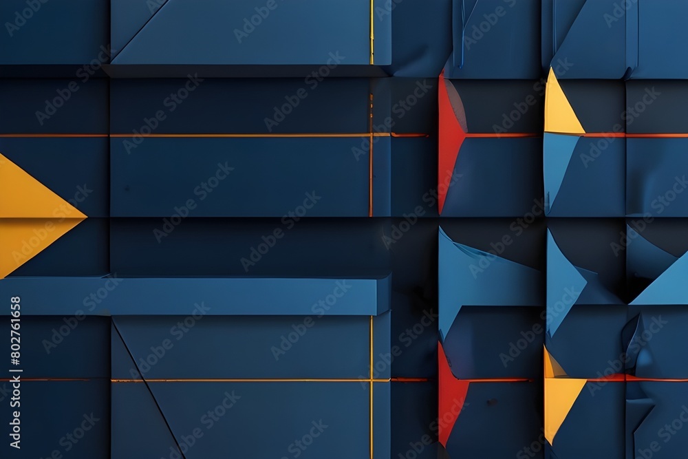 Poster abstract background design, composition with blue geometric shapes generative ai