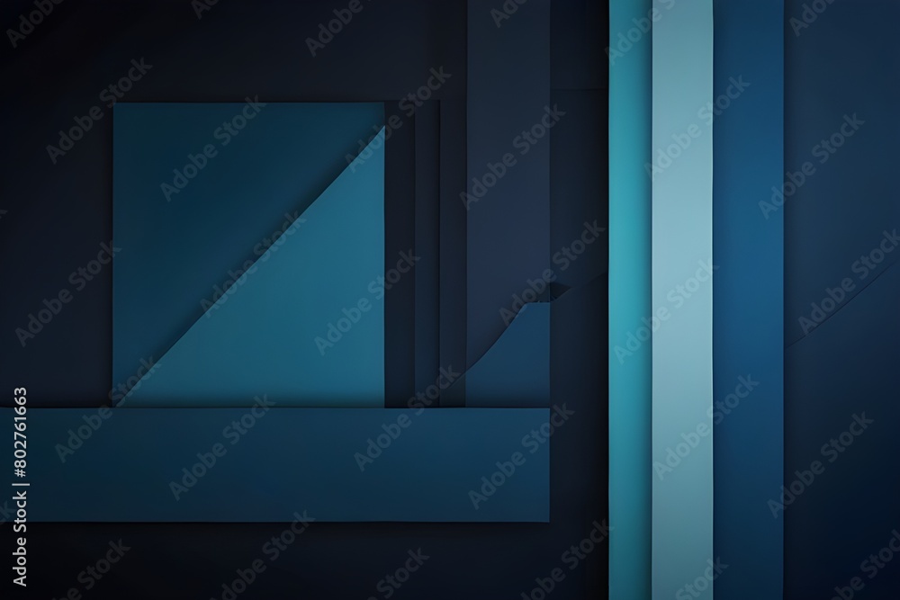 Poster abstract background design, composition with blue geometric shapes generative ai