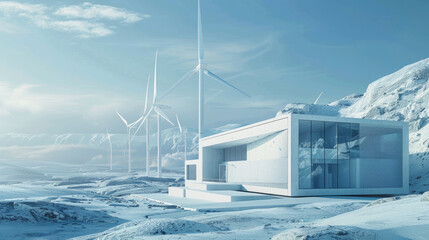 Cutting-edge hydrogen electric generation facility with modern architecture and clean technology.