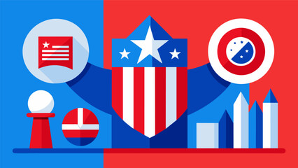 Obraz premium A display of red white and blue spanning centuries showcasing the resilience progress and pride of the American people.. Vector illustration