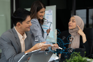 Person using smartphone, tablet with SDK icon on virtual screen. SDK Software development kit...