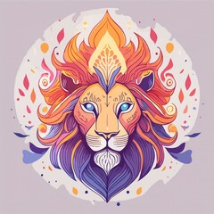 Obraz premium a artwork lion with fur that looks like flames