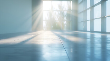 Room interior empty space background mock up, sunlight and shadows room walls, cozy summer warm room with sunlight and leafs shadows and wooden blank parquet floor
