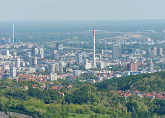 View of the city of Zagreb from the mountain lodge Glavica, Zagreb, Croatia