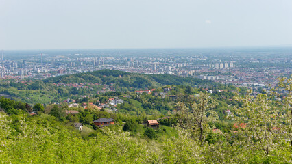 View of the city of Zagreb from the mountain lodge Glavica, Zagreb, Croatia