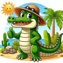 Naklejka premium Crocodile on the beach