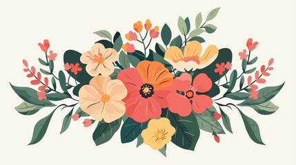 Flowers with leaves and rectangle isolated icon vector