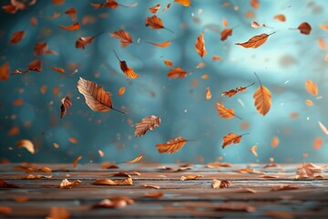 Autumn leaves flying in the air,  Autumn background,   rendering