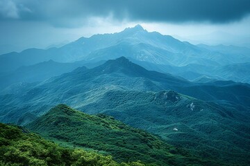 Obraz premium Mountain landscape in the morning, Taipei,Taiwan