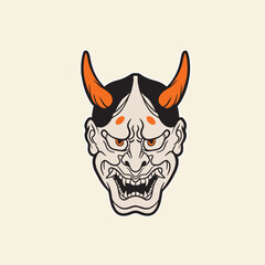 Oni japanese devil mask, Vector illustration	
	
