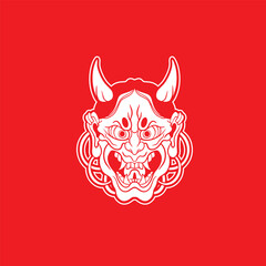 Oni japanese devil mask, Vector illustration	
	
