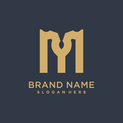 Abstract letter M modern logo type