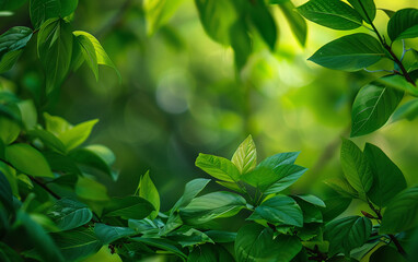 Green summer background. Leaves completely cover the entire image