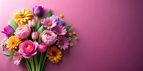 Bunch of flowers abstract background copy space for text