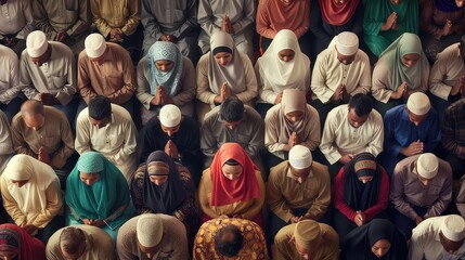 A composite image of diverse Muslim communities praying together, emphasizing unity in faith.  - Powered by Adobe