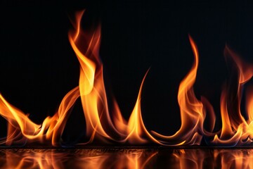 Fire flames on black background, abstract fire flame texture background, fire flames background