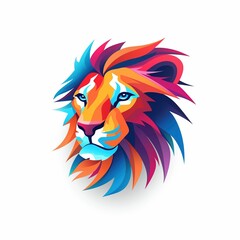 a lion head with a colourful mane of colours.