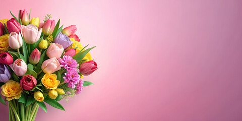 Fototapeta premium Bunch of flowers abstract background copy space for text