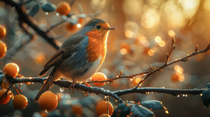 Animal encounter: A curious bird on a branch in the forest