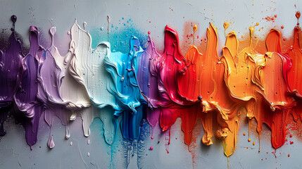 Artistic Creativity: Colorful splashes of color on a blank canvas
