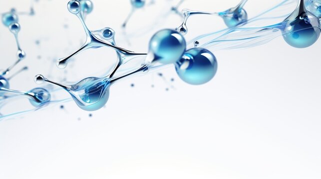 Water droplets molecule and inorganic chemistry for science concept isolated on white background.