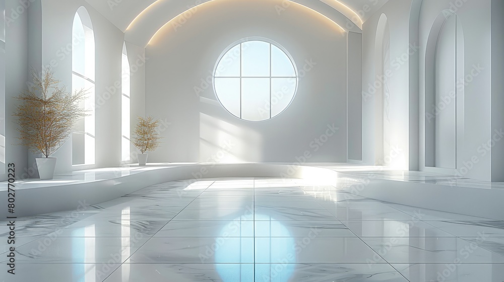 Leinwandbilder Empty white studio background. Design for displaying product. 3D rendering.minimalist. Generative AI.
