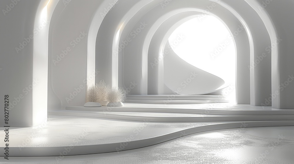 Leinwandbilder Empty white studio background. Design for displaying product. 3D rendering.minimalist. Generative AI.