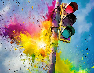 Vibrant traffic light