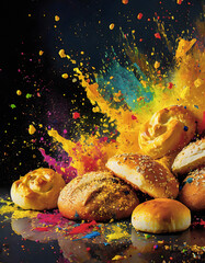 Vivid breads and rolls