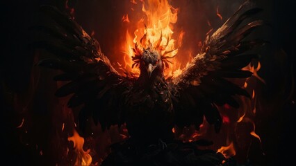 燃える巨大な鳥,Generative AI AI画像