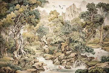 a colourful display of paper with a pink flower on it.