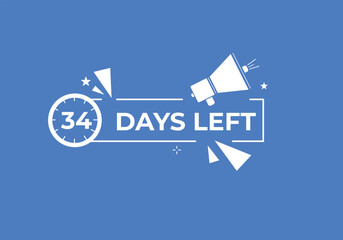 34 days to go countdown template. 34 day Countdown left days banner design. 34 Days left countdown timer

