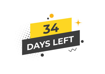 34 days to go countdown template. 34 day Countdown left days banner design. 34 Days left countdown timer
