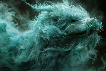 Smoke in the form of a dragon,   illustration
