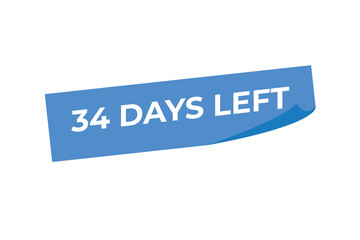 34 days to go countdown template. 34 day Countdown left days banner design. 34 Days left countdown timer
