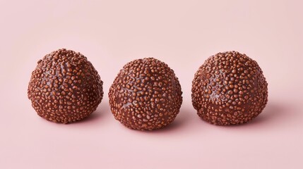 3 pieces of chocolate on a pink background