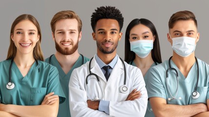 Fototapeta premium Hospital, team, medical support in healthcare success