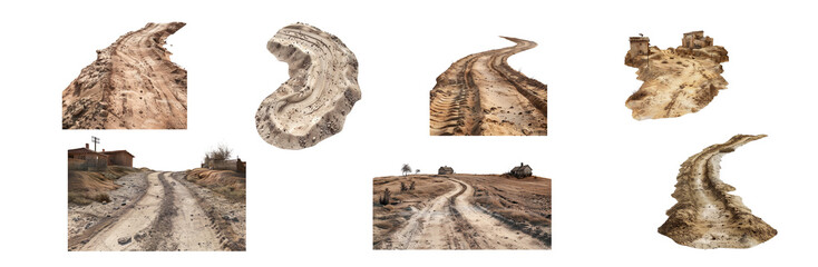 village curved sand or mud road isolated on a transparent background 
