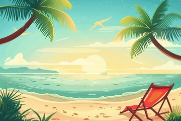 Vector Illustration of Travel on summer holidays vacation.