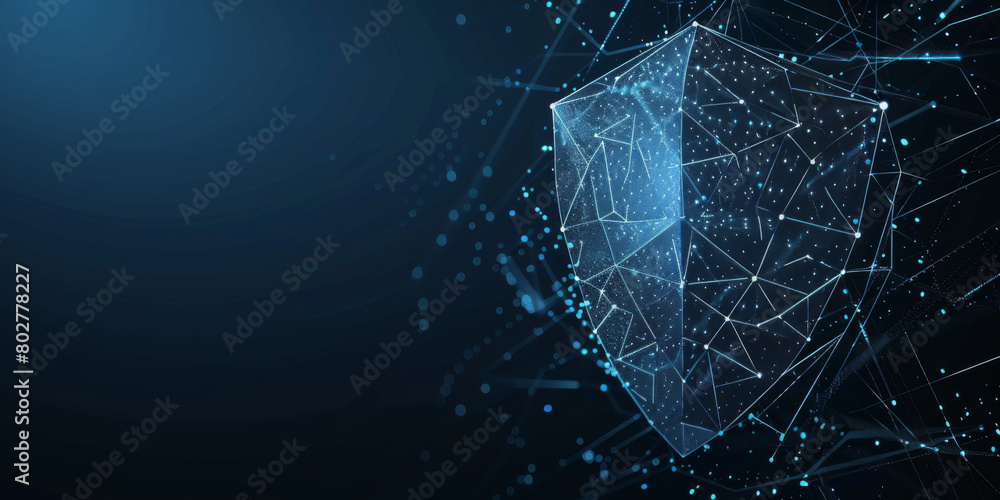 Aufkleber wireframe of cybersecurity shield data protection and privacy. concept cybersecurity, data protectio
