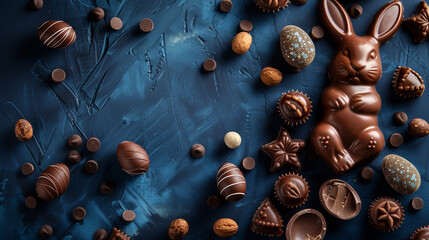 chocolate easter eggs and bunny